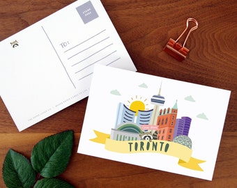 Cartolina "Love From Toronto" / Collezione City Love / Stampa con illustrazione disegnata a mano / Ontario, Canada