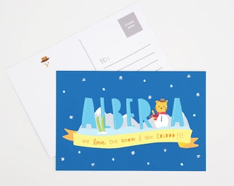 Alberta Winterland Postcard | Handdrawn Illustration Art Print | Alberta, Canada