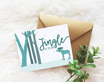 Jingle All The Way Christmas Card | Christmas & Holidays | Greeting Card with Envelope | A2 Size | Illustration | Blank Inside