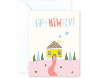 Happy New Home Card | House Warming | Greeting Card with Envelope | A2 Size | Illustration | Blank Inside