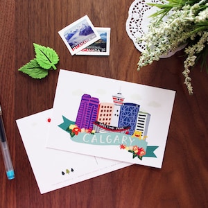 Salutation de Calgary carte postale | Collection Love City | Impression Illustration dessinée à la main | Alberta, Canada