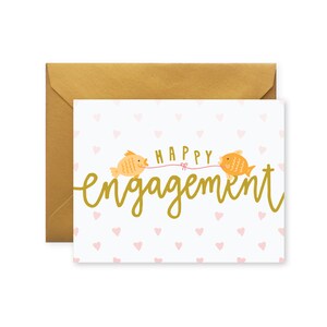 cartão de noivado feliz | Parabéns e casamento | Cartão com Envelope | Tamanho A2 | Ilustração | Em branco por dentro