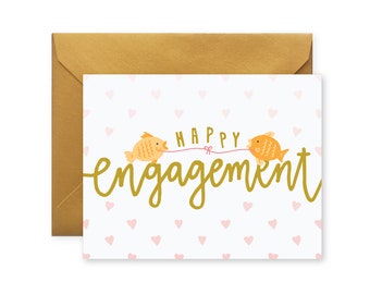 Happy Engagement Card | Congratulations & Wedding |  Greeting Card with Envelope | A2 Size | Illustration | Blank Inside