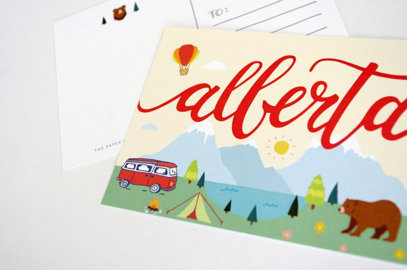 Let's Camp Alberta Postcard Handdrawn Illustration Print Alberta, Canada image 2