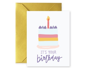 It's Your Birthday Card | Birthday Cake | Greeting Card with Envelope | A2 Size | Illustration | Blank Inside