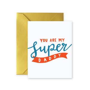 Você é meu super papai | Cartão com Envelope | Dia dos Pais | Pai | Tamanho A2 | Ilustração | Em branco por dentro