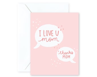 Greeting Card I Love You Mom Notecard - Etsy