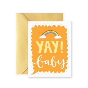 Yay ! Carte de bébé | Félicitations | New Born Baby Shower attend | Carte de voeux avec enveloppe | A2 Taille | Illustration | Vierge à l’intérieur