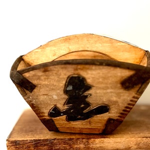 Vintage Chinese Wooden Rice Scoop Basket