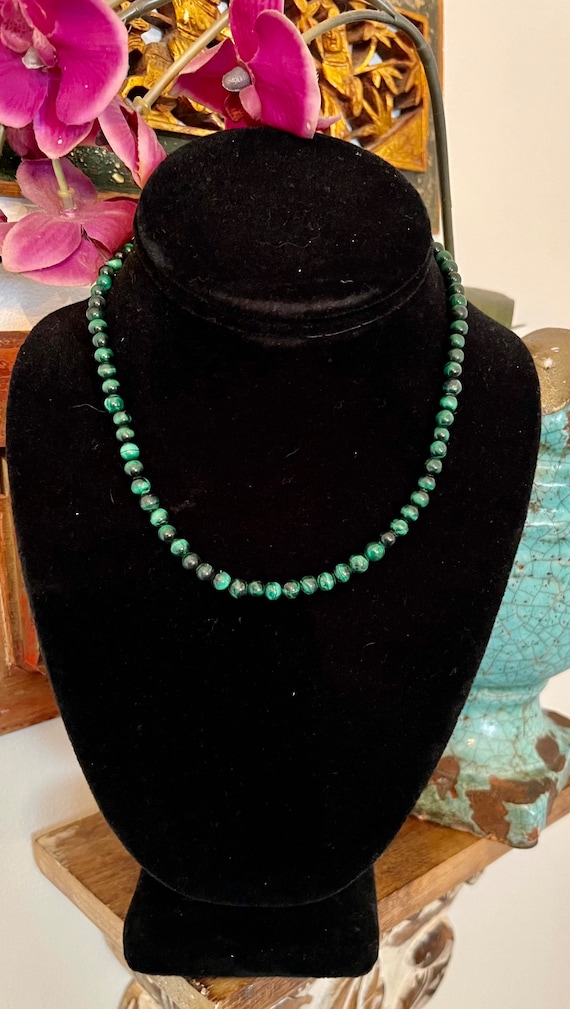 Vintage Malachite Bead Necklace