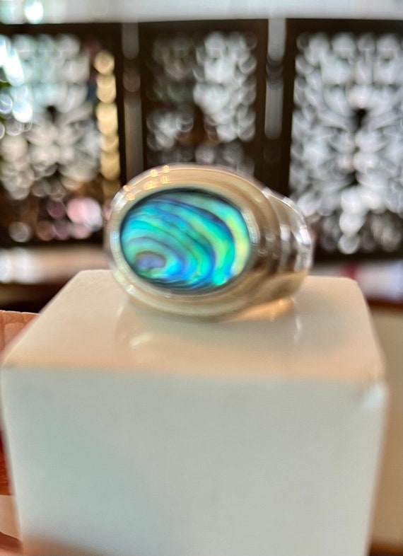 Silver and Abalone Shell Ring - image 3