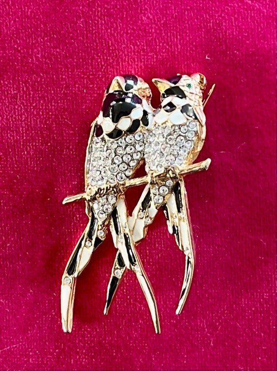 Two Lovely Birds on a Branch Vintage Brooch, 1960s