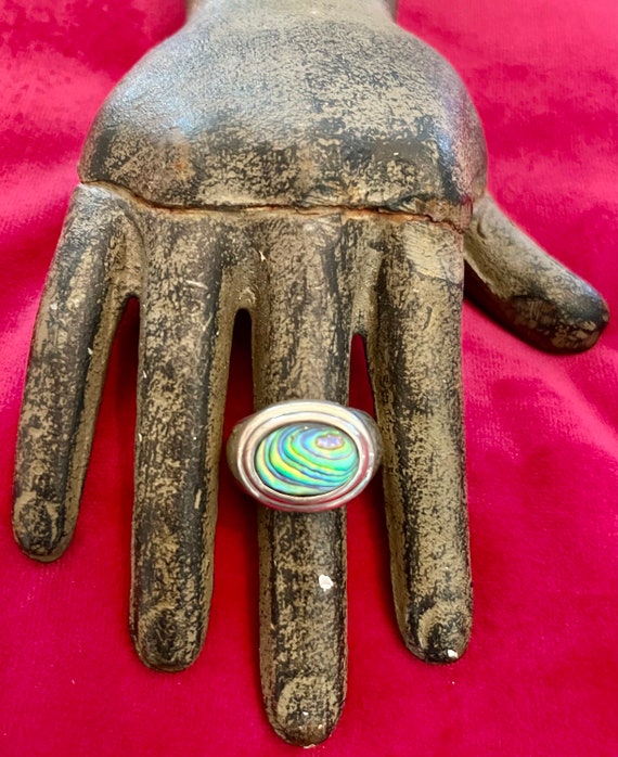 Silver and Abalone Shell Ring - image 1