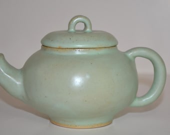 Stoneware Tiny Green Personal Teapot