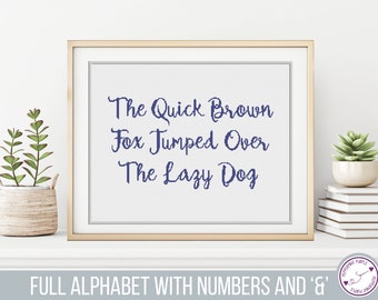 Cross Stitch Alphabet Chart - Cursive Cross Stitch Font PDF, Font Alphabet by Peppermint Purple