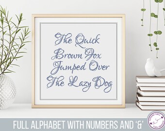 Cross Stitch Alphabet Chart - Graceful Cross Stitch Font PDF, Font Alphabet by Peppermint Purple