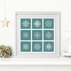 Blackwork Pattern - 9 Snowflakes by Peppermint Purple