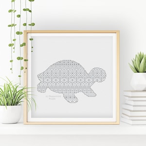 Blackwork Pattern - Blackwork Turtle by Peppermint Purple