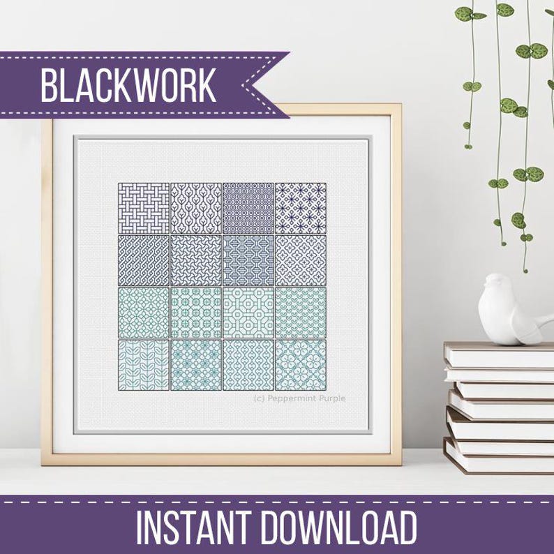 Image of Blackwork Sampler Pattern Blackwork Pattern created by Peppermint Purple