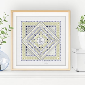 Blackwork Pattern - Middle Initial by Peppermint Purple