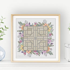 Blackwork Pattern - 2024 SAL - Floral - Blackwork by Peppermint Purple
