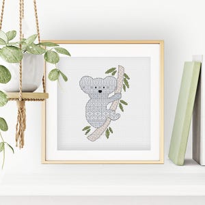 Blackwork & Cross Stitch Pattern - Koala Blackwork by Peppermint Purple