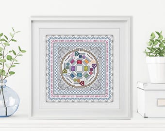 Blackwork et motif point de croix - Hints Of Stitching by Peppermint Purple