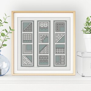Blackwork Pattern - Grey Green Bookmarks by Peppermint Purple
