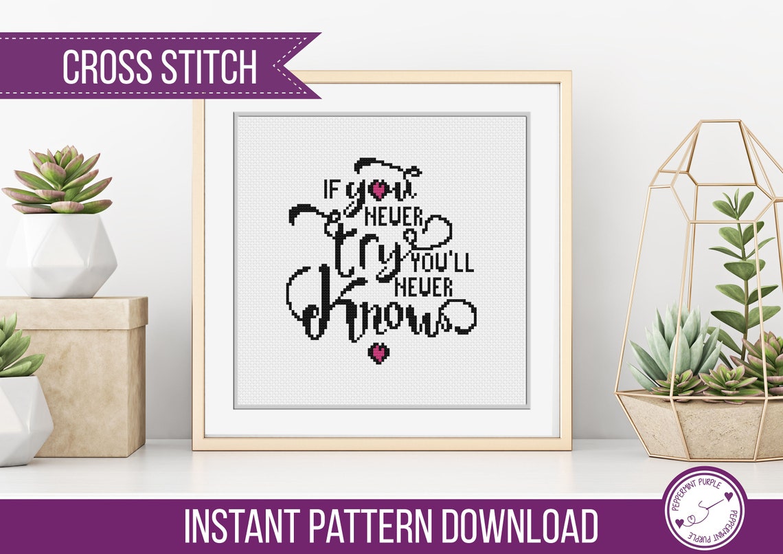 Inspirational Cross Stitch Pattern Cross Stitch Chart Modern | Etsy