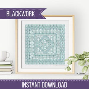 Study In Teal Blackwork by Peppermint Purple