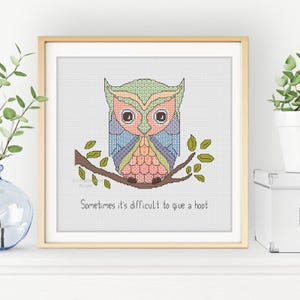 Blackwork Pattern - Give a Hoot Blackwork Owl by Peppermint Purple