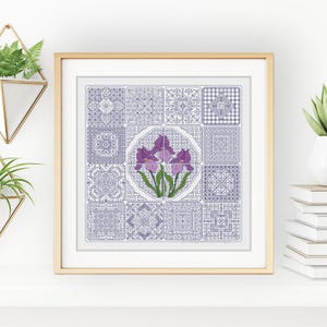 Blackwork Pattern - Dutch Tiles - Iris by Peppermint Purple