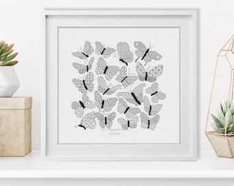 Motif Blackwork - Papillons Blackwork par Peppermint Purple