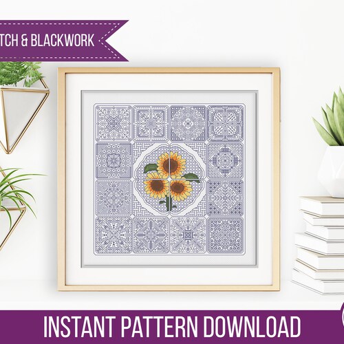 Blackwork Cross Pattern Black Work Religious Cross Chart - Etsy