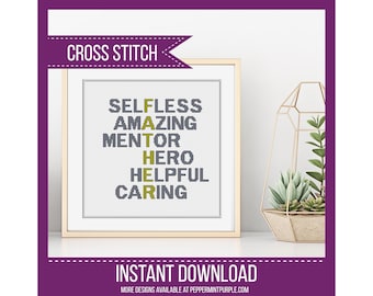 Father Cross Stitch Pattern, Cross Stitch Pattern,  Father Gift counted cross stitch Chart by Peppermint Purple