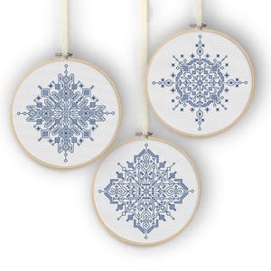 Blackwork & Cross Stitch Pattern - 3 Flakes by Peppermint Purple