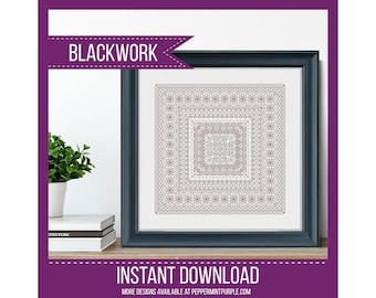 Blackwork Pattern, Study In Cocoa, Blackwork Chart, Cross Stitch chart  by Peppermint Purple