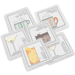 Blackwork & Cross Stitch Pattern - Personalised Drinks Coasters by Peppermint Purple