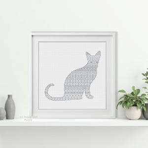 Blackwork Pattern - Blackwork Cat by Peppermint Purple