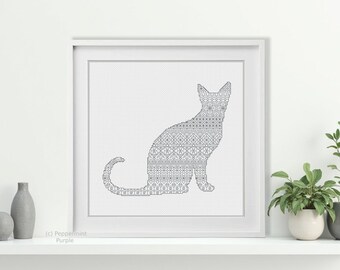 Motif Blackwork - Chat Blackwork par Peppermint Purple