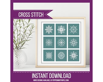 9 Cross Stitch Snowflakes - each one fits a 4" hoop !