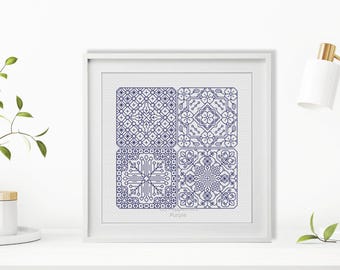 Motif Blackwork - Mini lot de 7 carreaux hollandais par Peppermint Purple