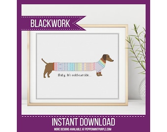 Keep Warm  Blackwork Pattern, BlackWork Chart, Coloured Blackwork Chart, Cross Stitch chart  by Peppermint