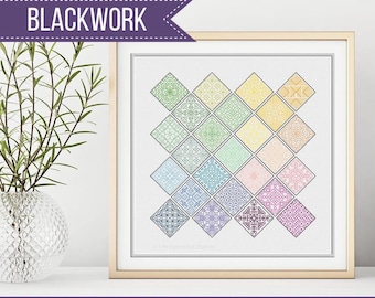 Padrão Blackwork com 25 Diamantes da Peppermint Purple
