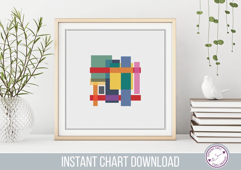 Geometric Squares Abstract Cross Stitch Pattern Instant PDF | Etsy
