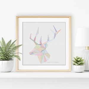 Blackwork Deer Pattern: Geometric Embroidery Design (PDF Download