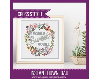 Mobile Home Cross Stitch Pattern, Mobile Sweet Mobile Cross Stitch Pattern - Cross Stitch PDF - Mobile Home Cross-Stitch Chart