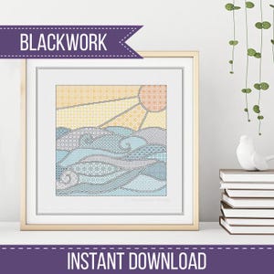 Motivo Blackwork - Sunny Waves di Peppermint Purple