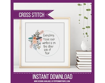 Floral Cross Stitch Pattern - Inspirational Cross Stitch Pattern - Chart by Peppermint Purple