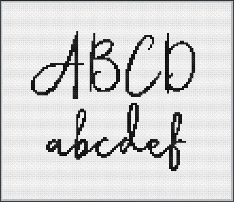 Classic Cursive Cross Stitch Font | Etsy